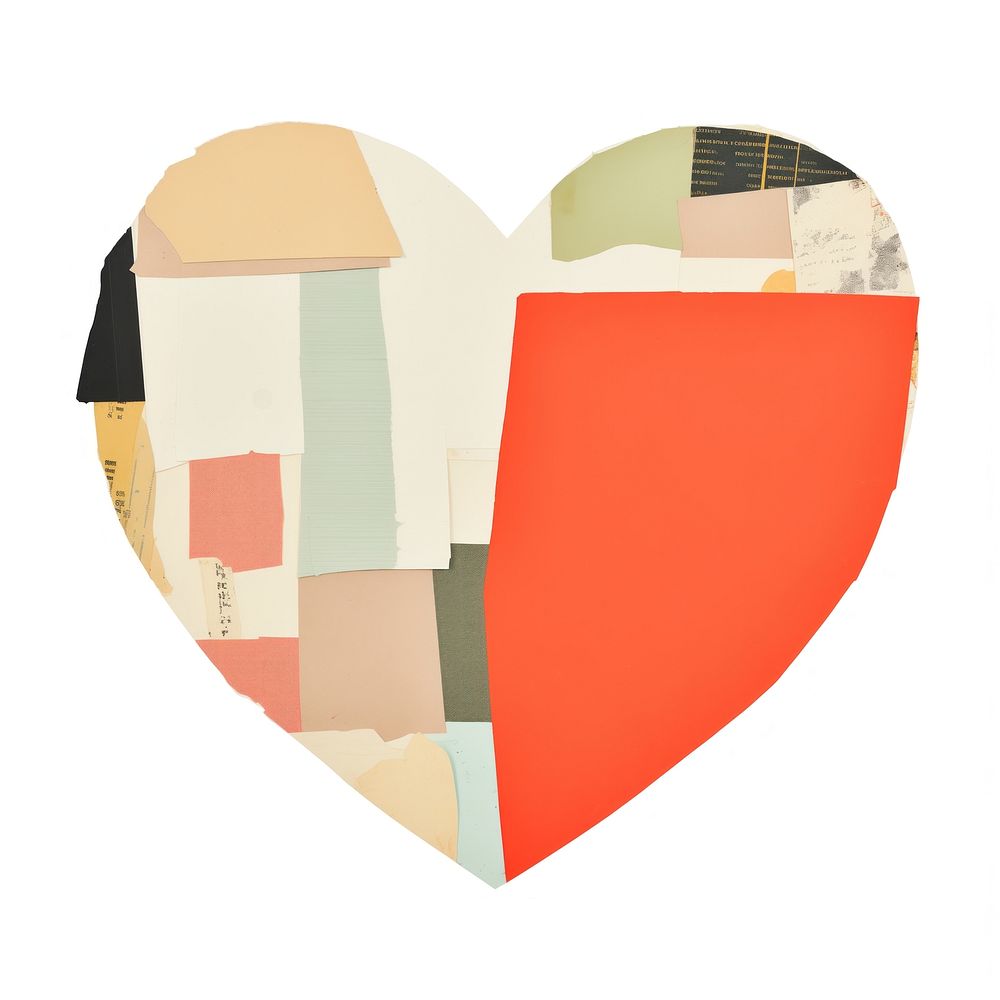 Heart shape paper craft collage painting.