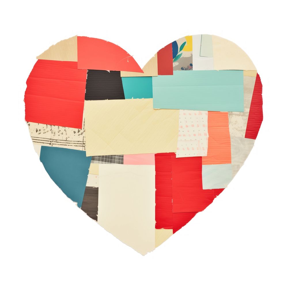 Heart paper craft collage patchwork.
