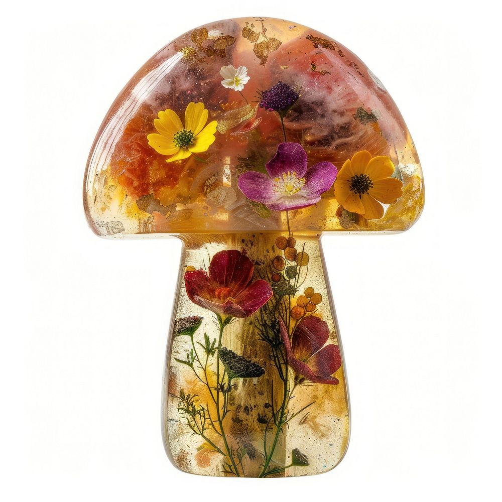 Flower resin Mushroom shaped art pottery blossom.