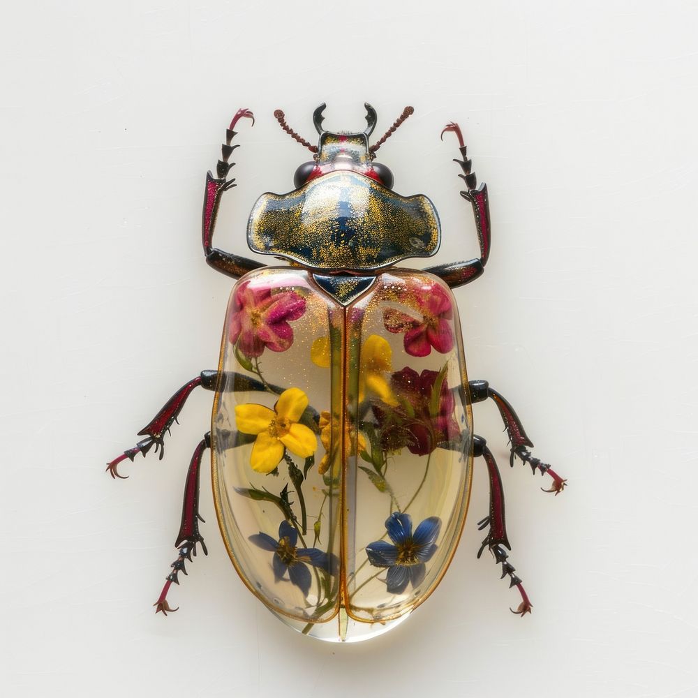 Flower resin Beetle shaped invertebrate chandelier animal.