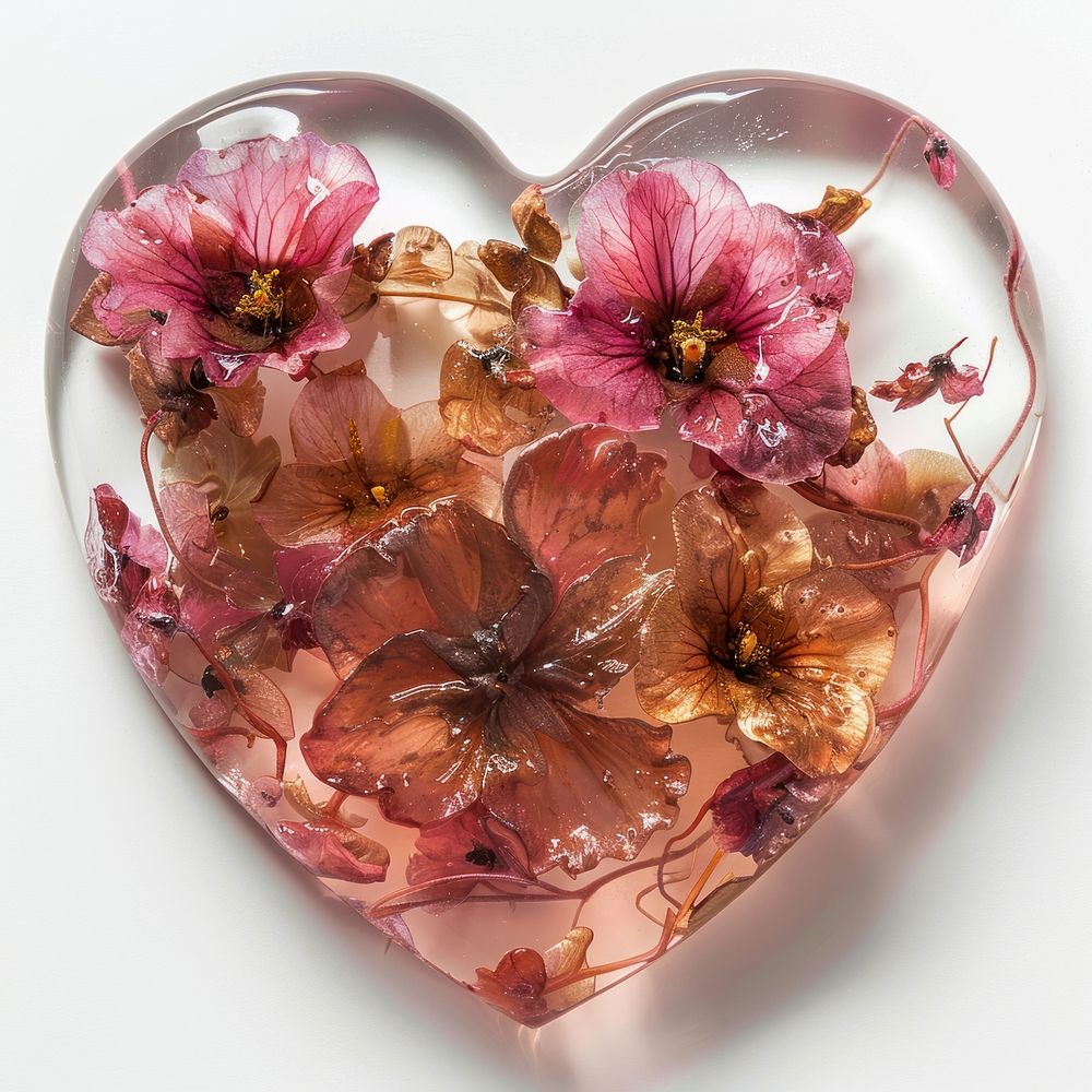 Flower resin Cupid shaped symbol plate love heart symbol.