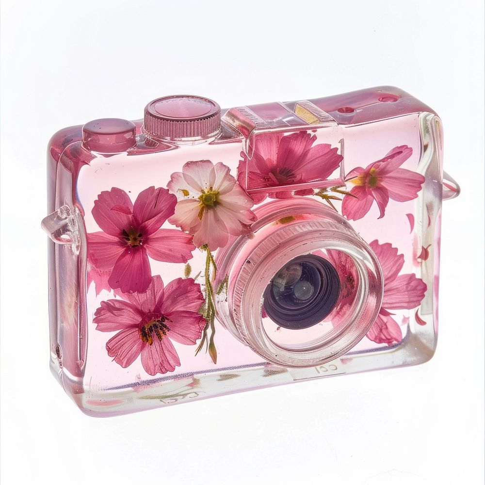 Flower resin Camera shaped camera electronics accessories.