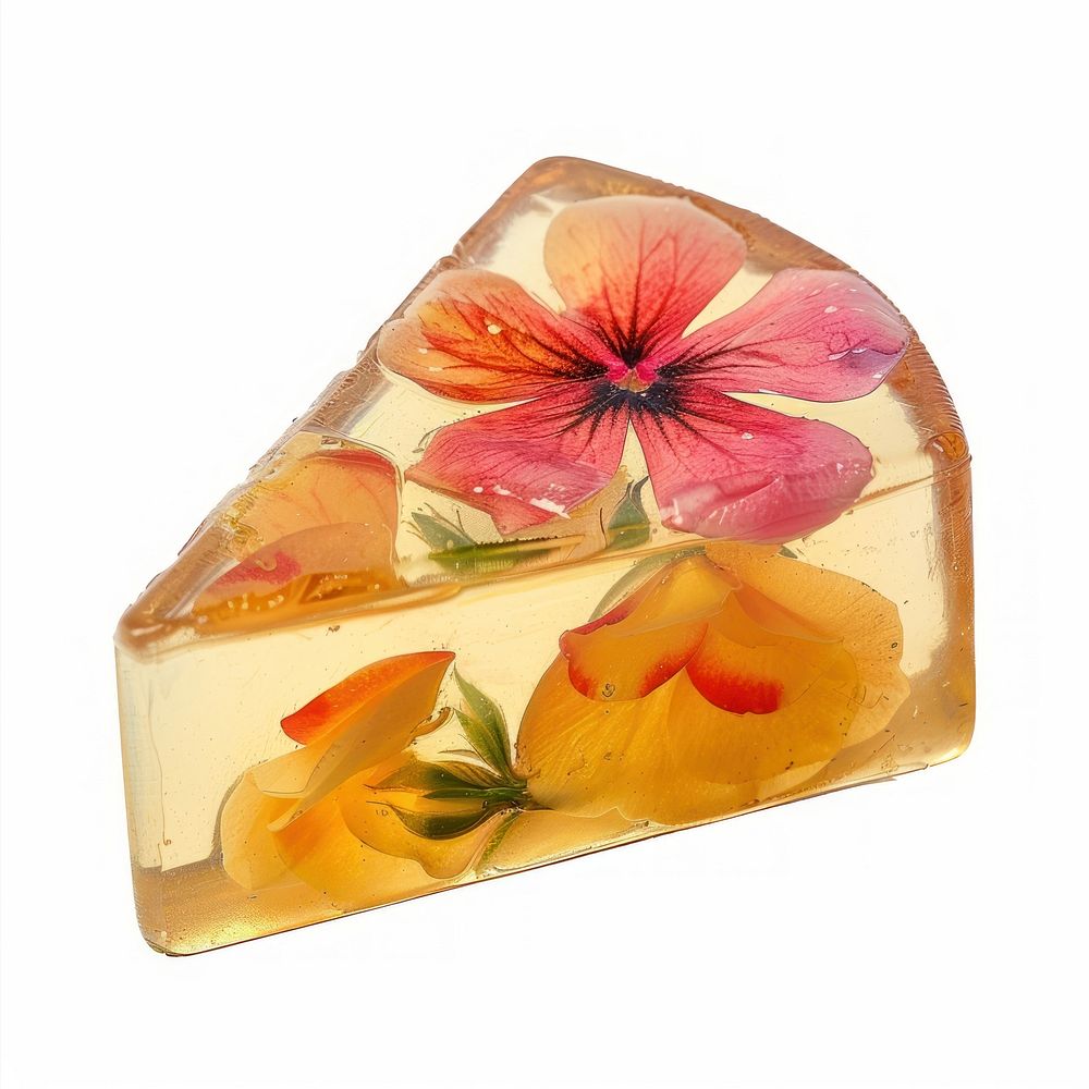Flower resin Cheese shaped jelly plate food.