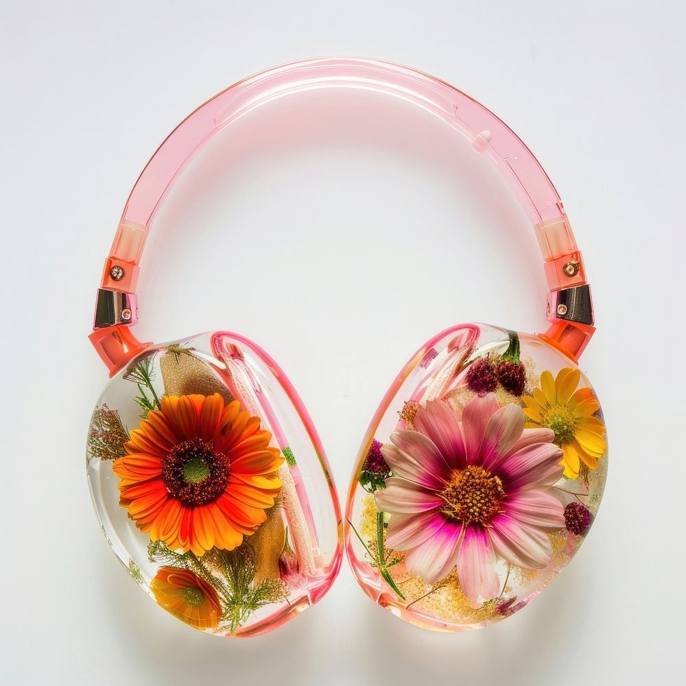 Flower resin Headphones shaped headphones electronics headset.