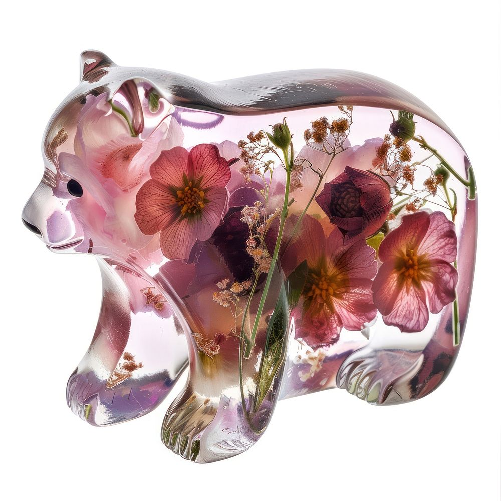 Flower resin Panda shaped pottery jar piggy bank.