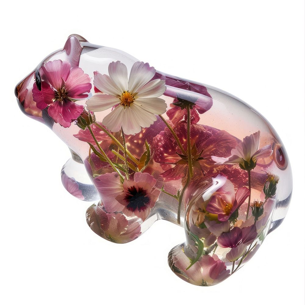 Flower resin Panda shaped bottle shaker piggy bank.
