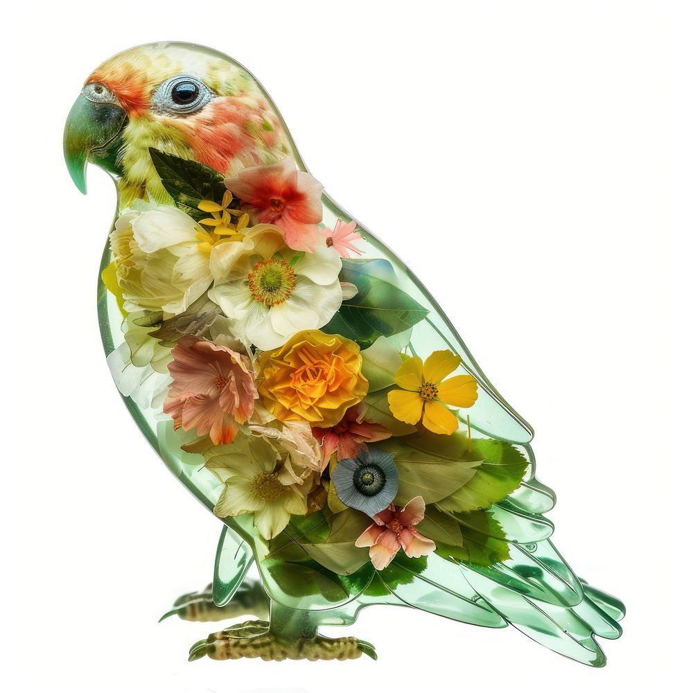 Flower resin Parrot shaped parrot parakeet animal.