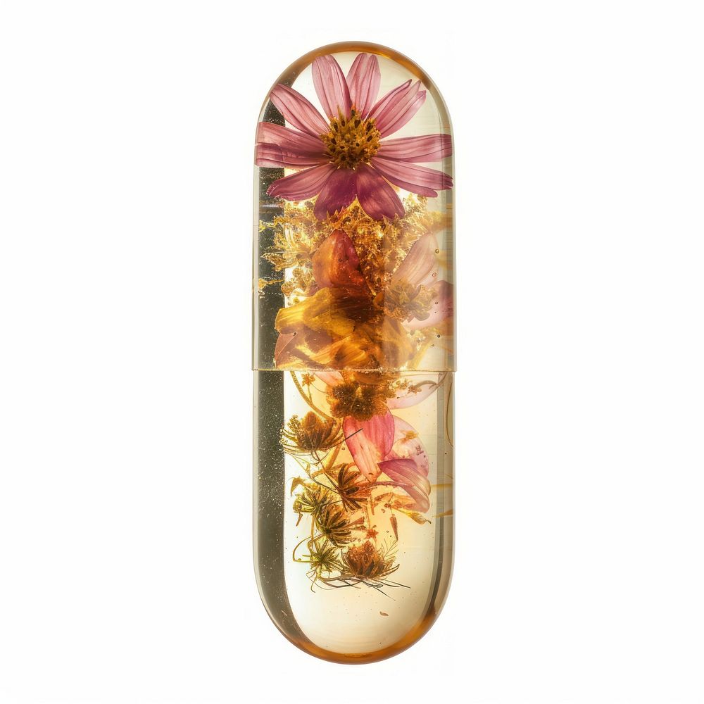 Flower resin Pills shaped medication blossom herbal.