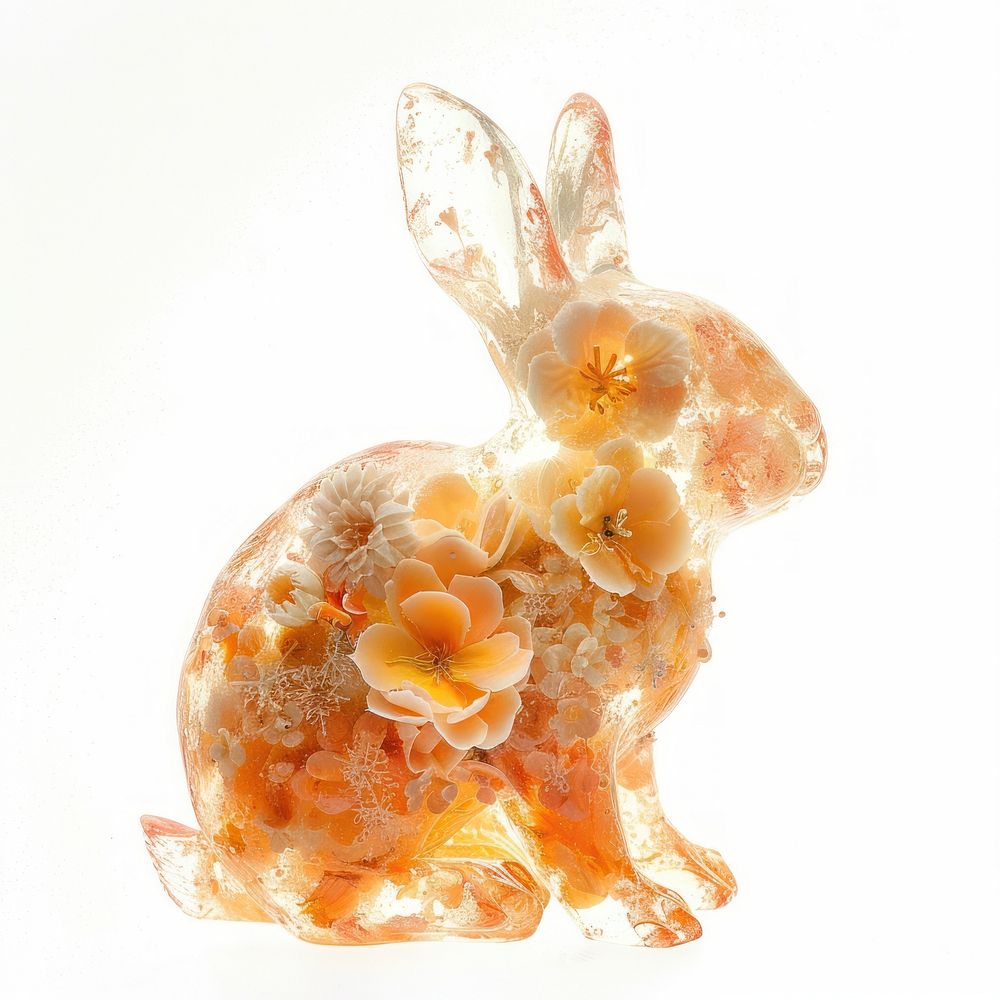 Flower resin Rabbit shaped rabbit accessories accessory.