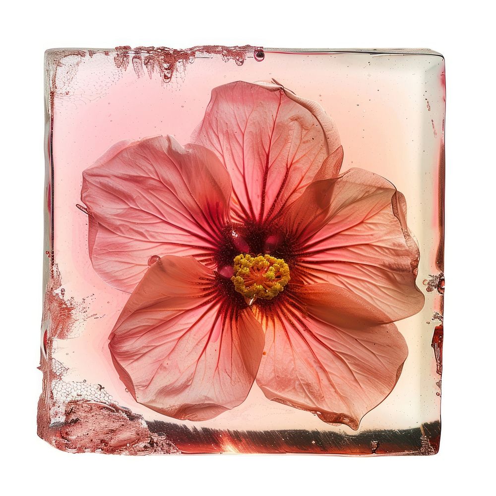 Flower resin Square shaped hibiscus blossom anemone.