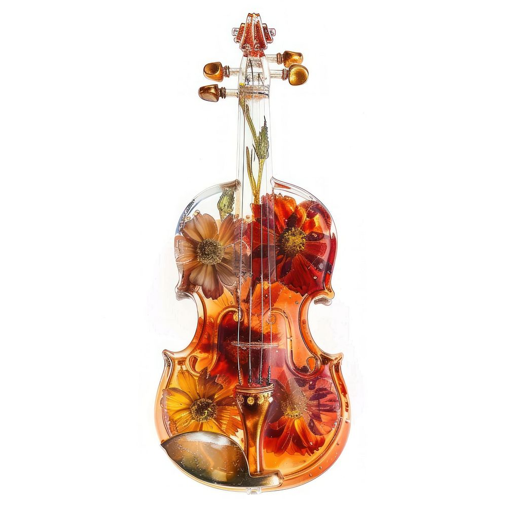 Flower resin Violin shaped violin fiddle viola.