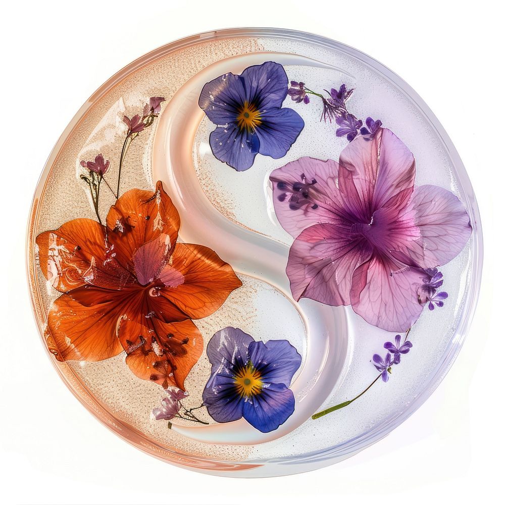 Flower resin Yin yang shaped blossom pottery number.