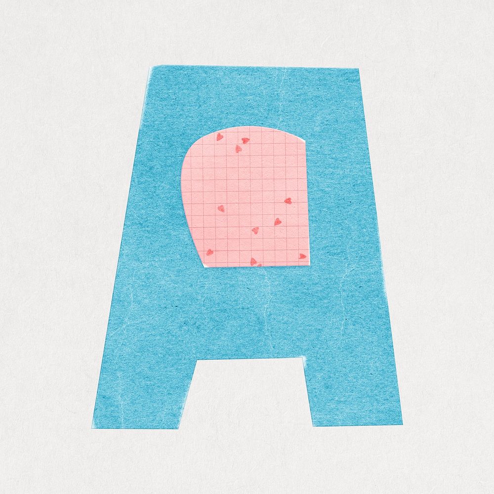 Letter A, cute paper cut alphabet illustration