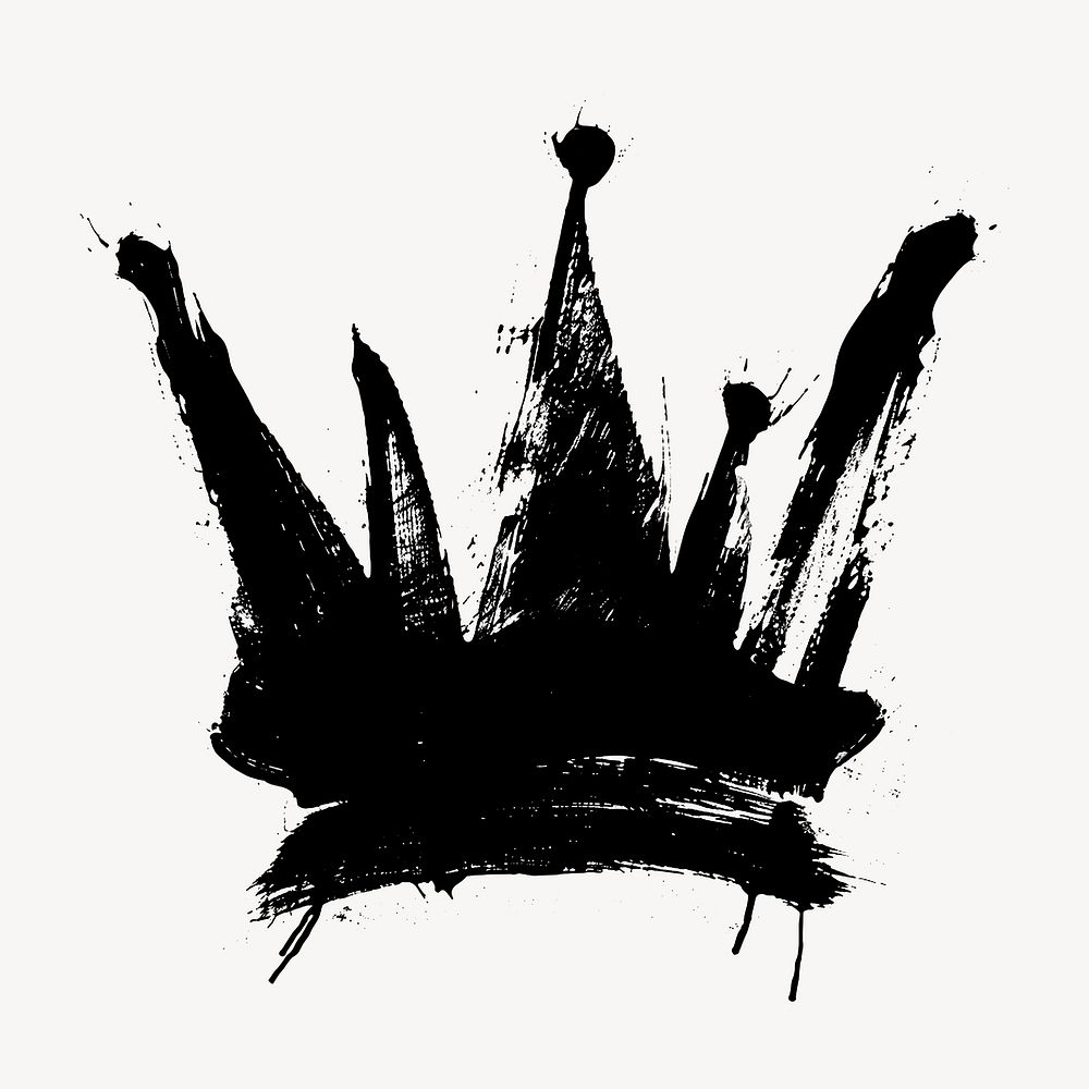 Black crown, brush stroke texture illustration