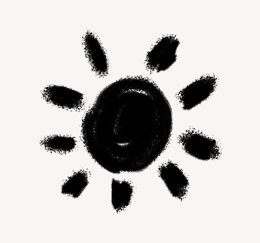 Black sun, brush stroke texture illustration
