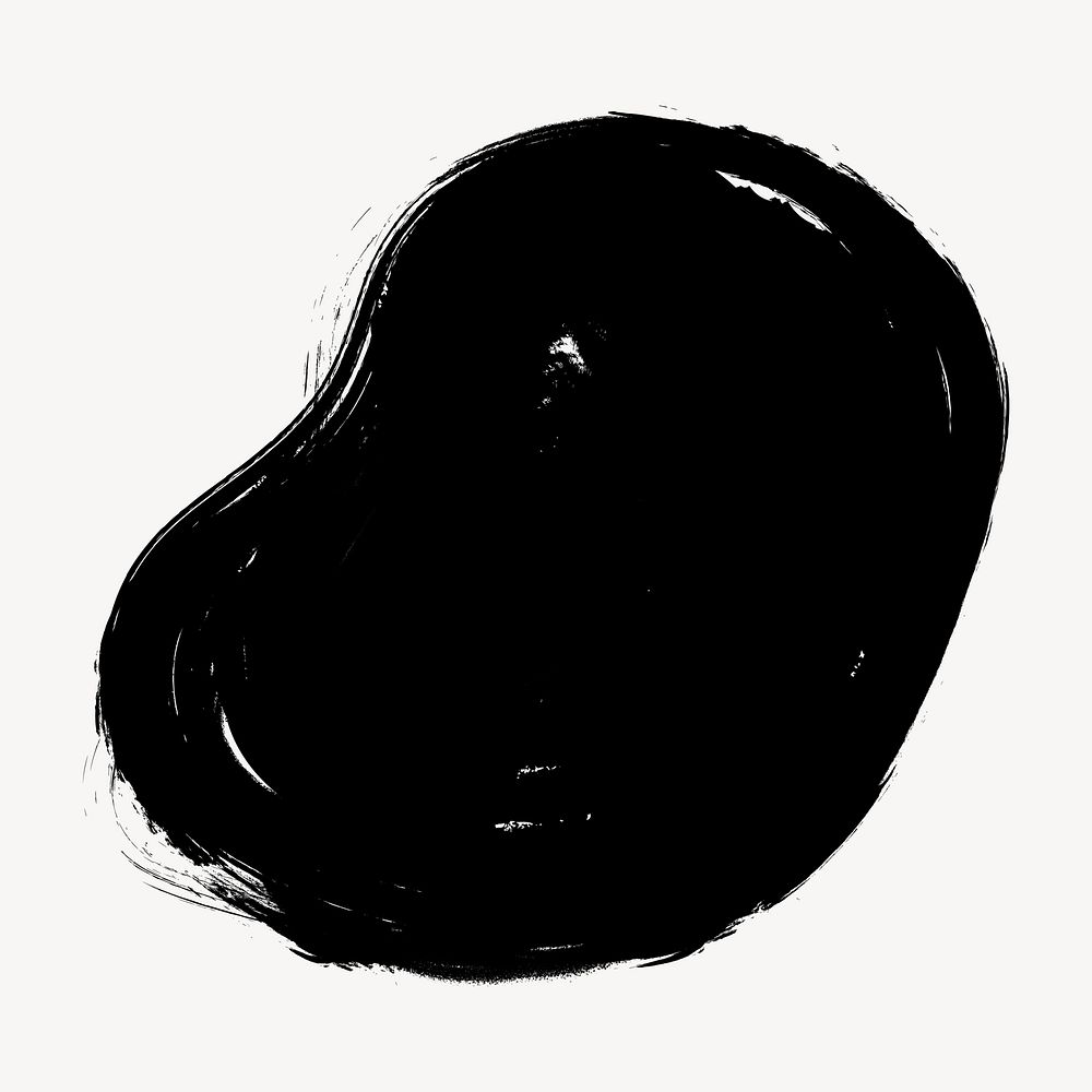 Black blob shape, brush stroke texture illustration