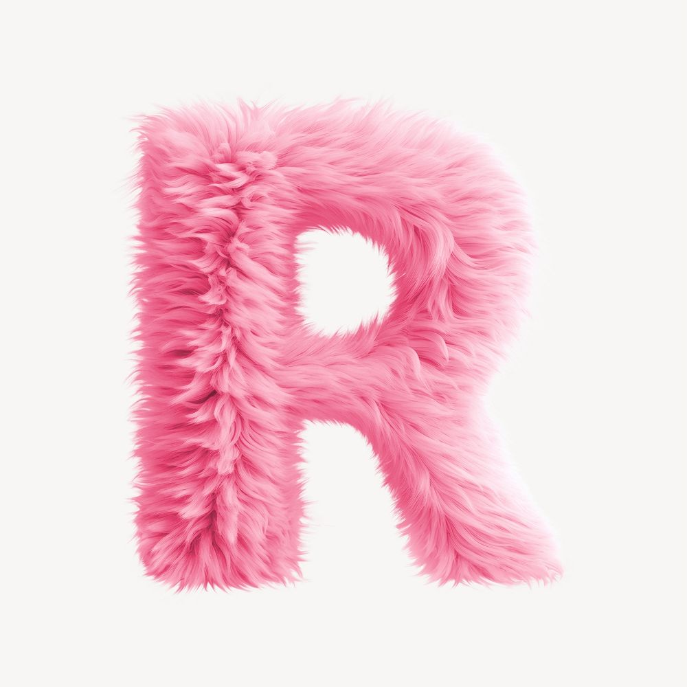  Fur letter R pink white background accessories.