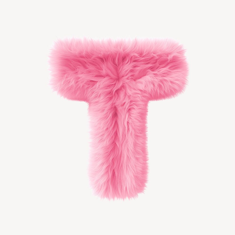  Fur letter T pink white background softness.