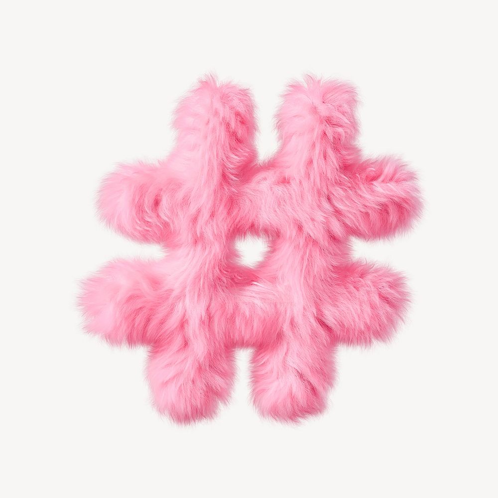 Fluffy font symbol in pink fur