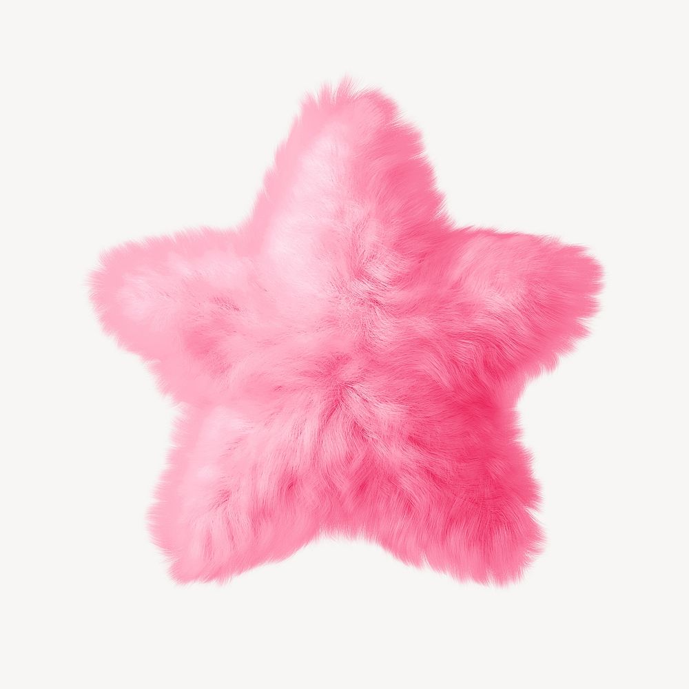 Pink star in fluffy 3D shape illustration