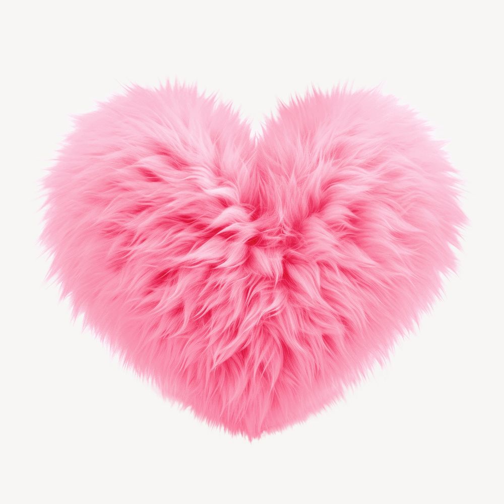 Pink heart in fluffy 3D shape illustration