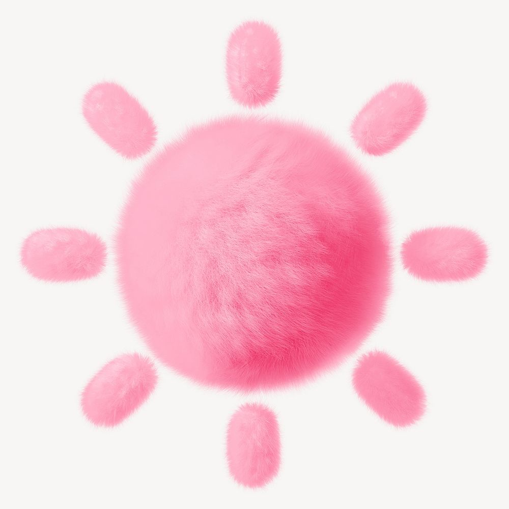 Pink sun in fluffy 3D shape illustration