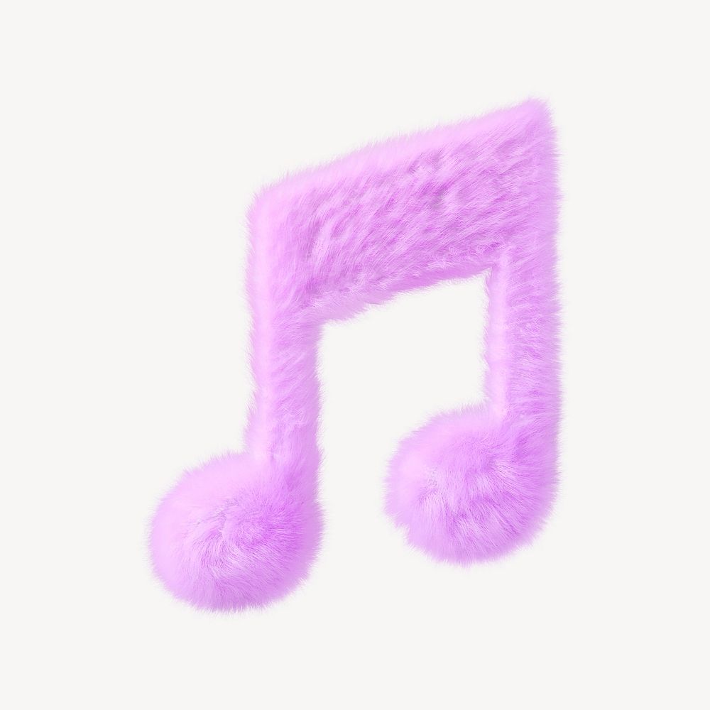 Purple music note in fluffy 3D shape illustration