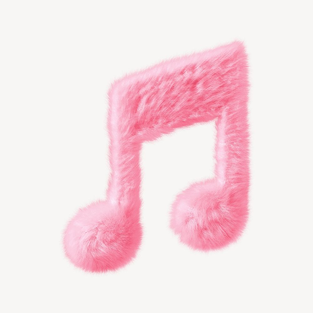Pink music note in fluffy 3D shape illustration