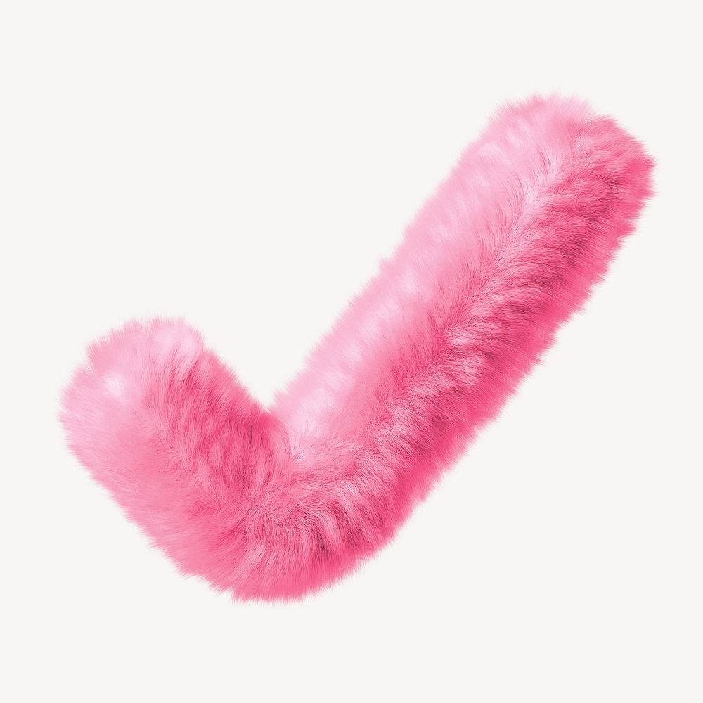 Pink right mark in fluffy 3D shape illustration
