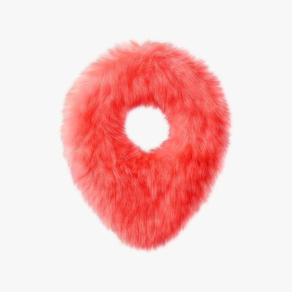 Red location pin in fluffy 3D shape illustration