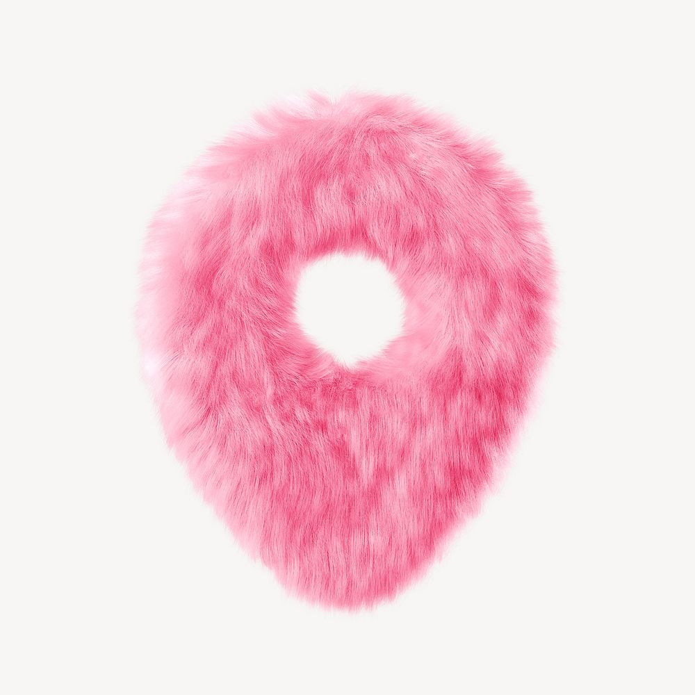 Pink location pin in fluffy 3D shape illustration