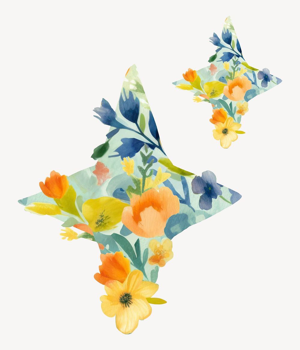 Floral blink icon, watercolor illustration