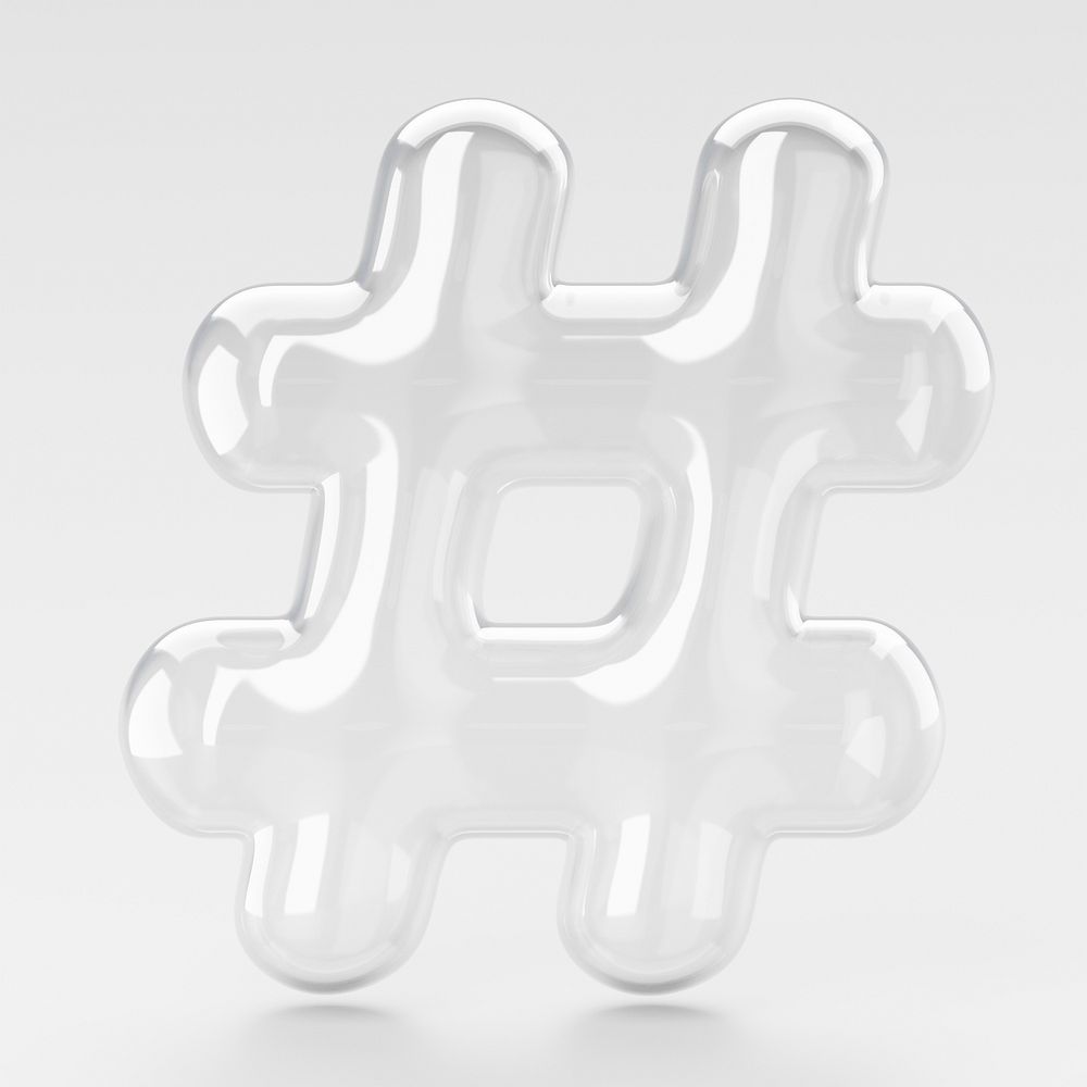 Hashtag sign in 3D bubble illustration