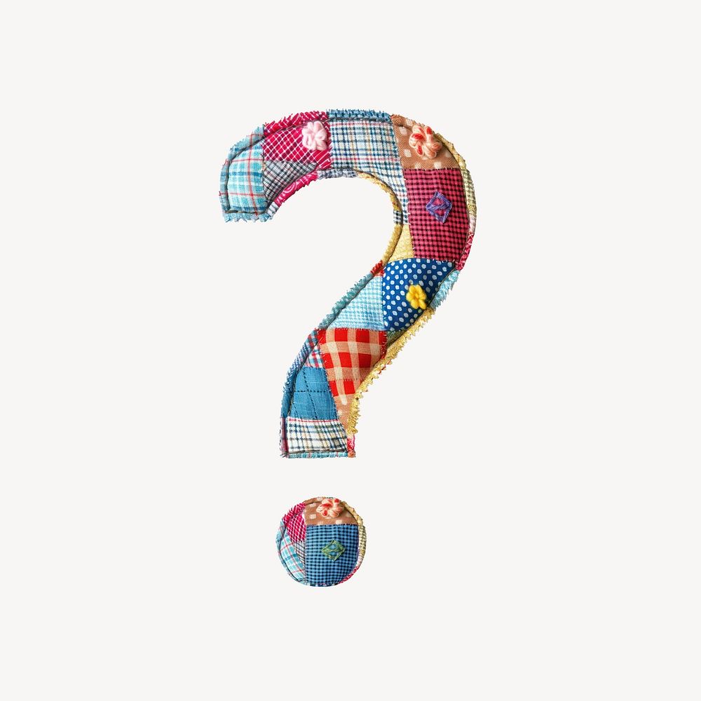 Question mark  sign in fabric stitch design