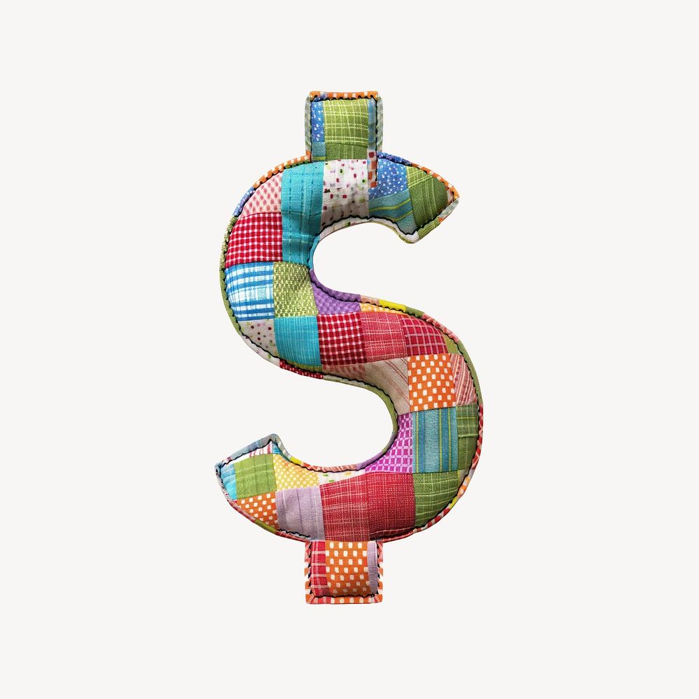 Dollar sign in fabric stitch design