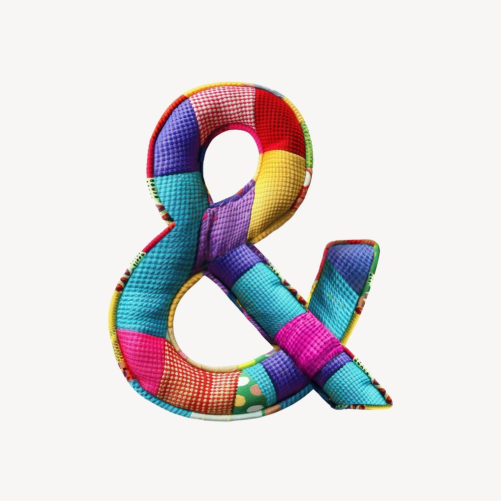Ampersand  sign in fabric stitch design