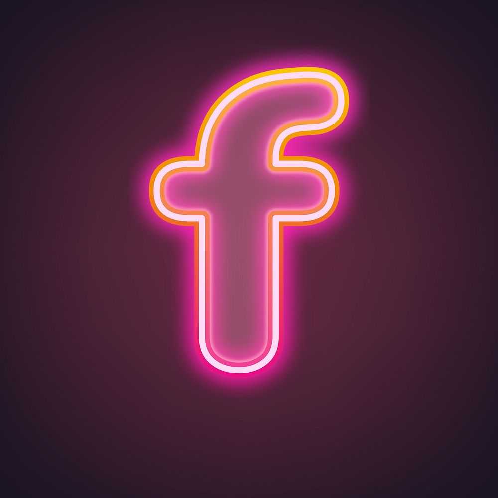 Letter f in neon gradient pink font illustration
