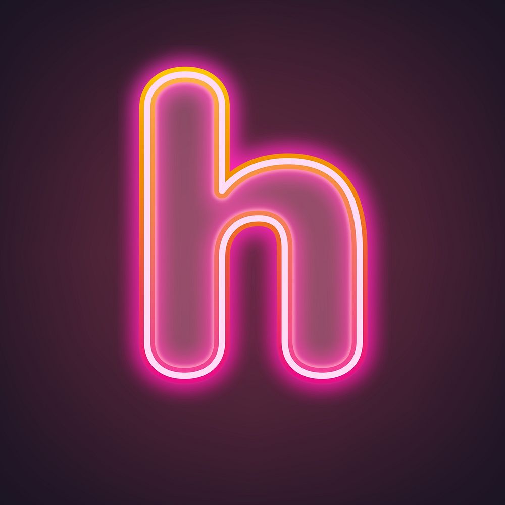 Letter h in neon gradient pink font illustration