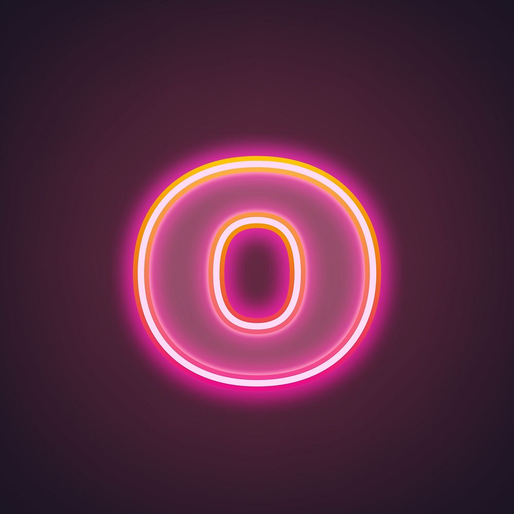 Letter o in neon gradient pink font illustration