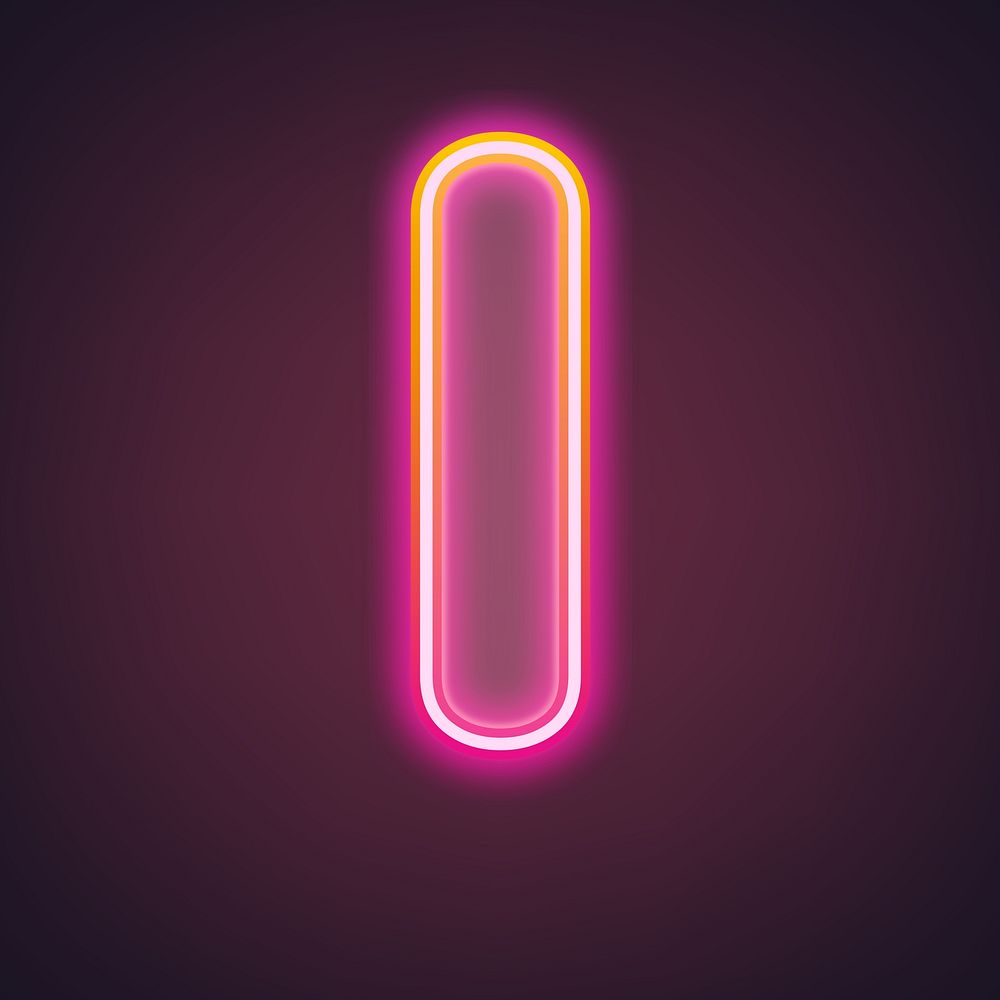 Letter l in neon gradient pink font illustration
