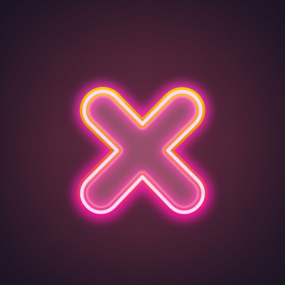 Letter x in neon gradient pink font illustration