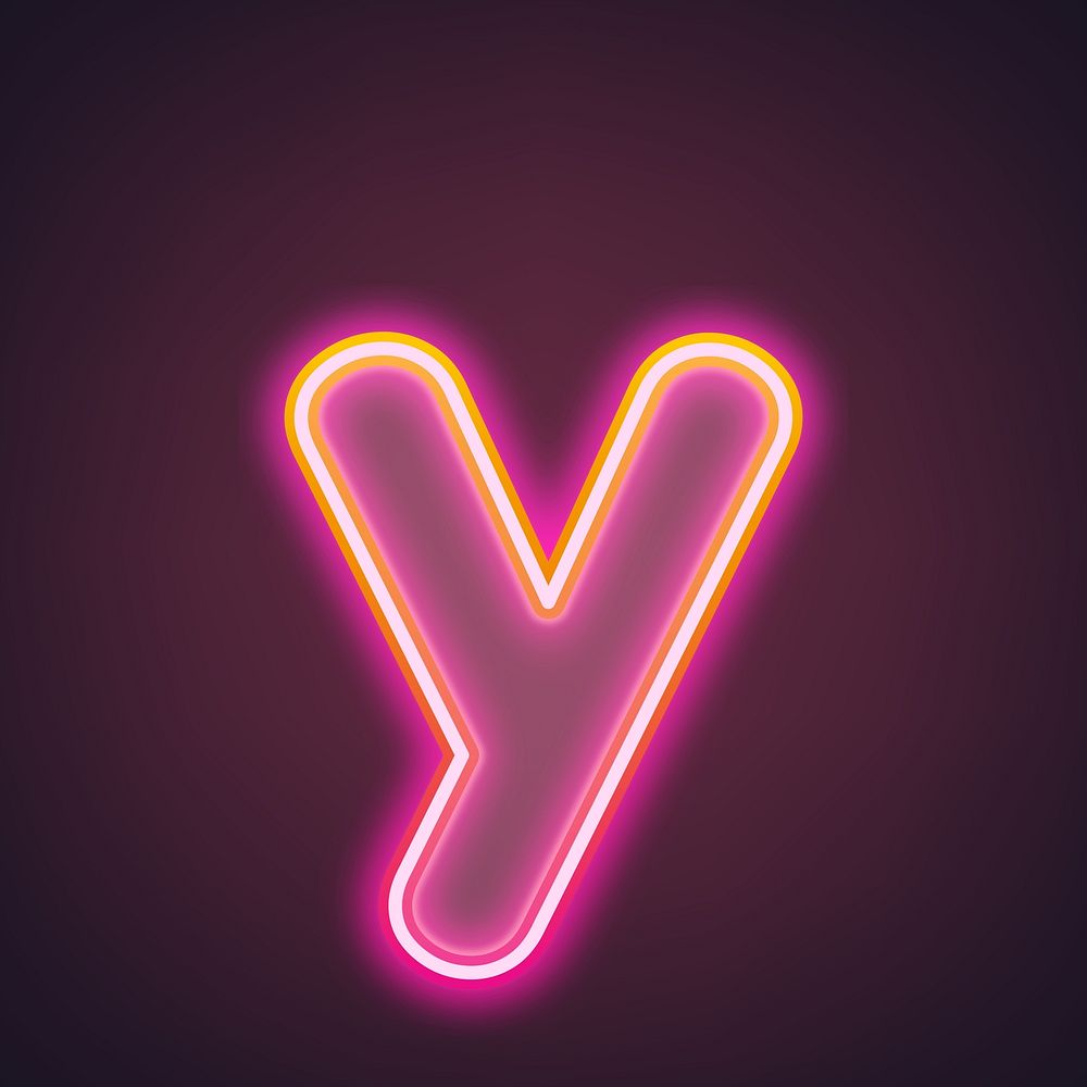 Letter y in neon gradient pink font illustration