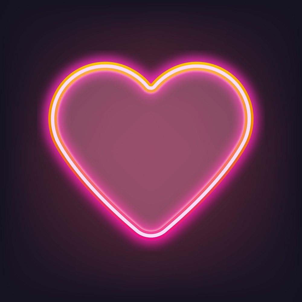 Pink heart neon gradient icon illustration