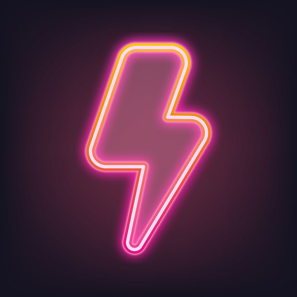 Pink lightning neon gradient icon illustration