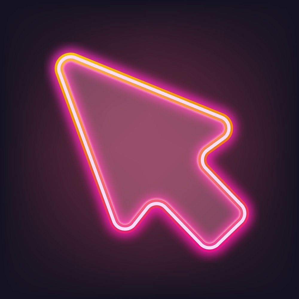 Pink cursor arrow neon gradient icon illustration
