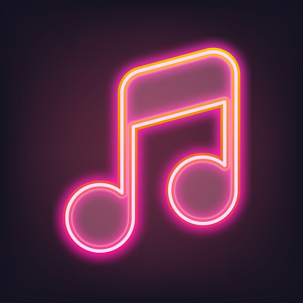 Pink music note neon gradient icon illustration