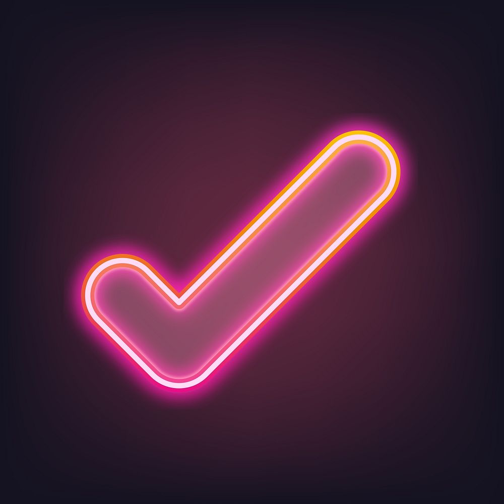 Pink right mark neon gradient icon illustration