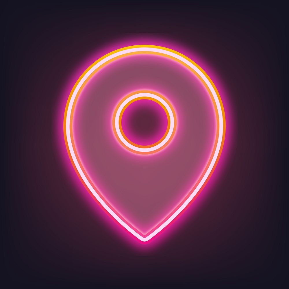Pink location pin neon gradient icon illustration