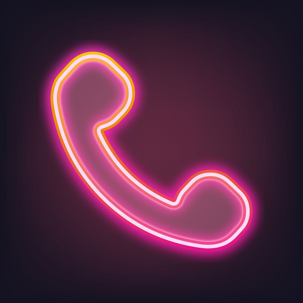 Pink telephone neon gradient icon illustration