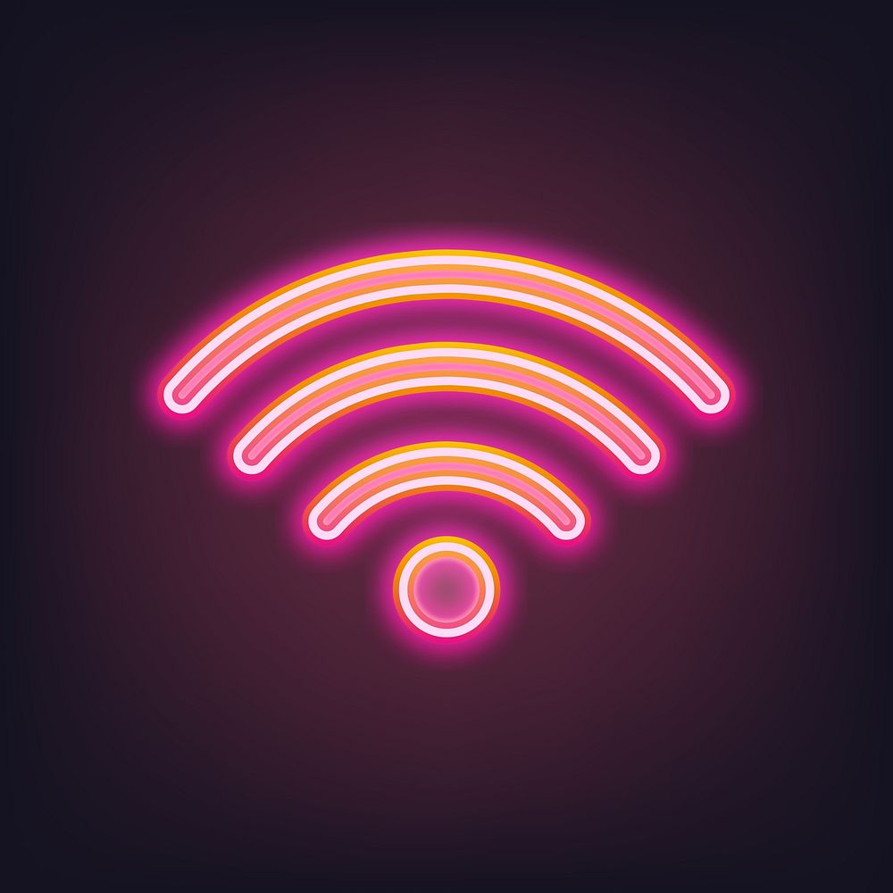 Pink wifi neon gradient icon illustration